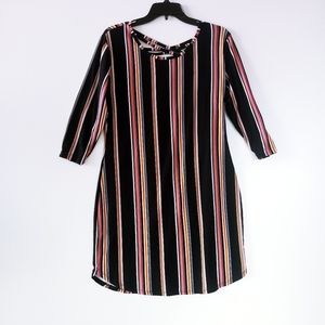 No Boundaries Shift 3/4 Sleeve Striped Crisscross